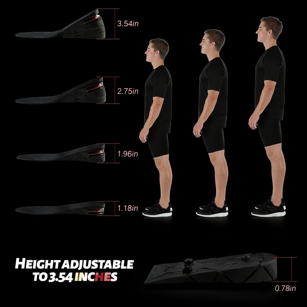 FSK Height Increase Insoles for Men Soft 4-Layer Orthotic Soles